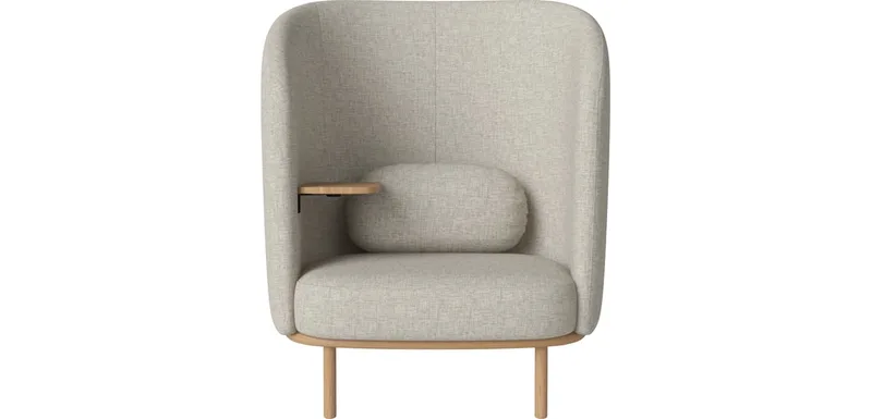 Fuuga Nest Fauteuil met Tafel - Links Fuuga by BOLIA in Nantes – Soepel weefsel, Sand, Geolied eiken, Massief – product photo
