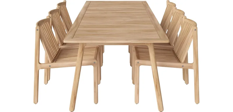 Patio tuin eetkamerset (6 stoelen en tafel L 220 cm) Patio by BOLIA in Onbehandeld teak, Massief – product photo