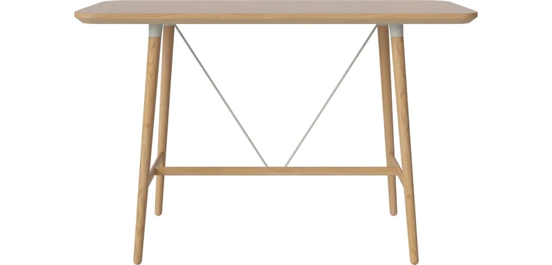 Seed Hoge Tafel 160 x 70 cm Seed de BOLIA en Gelakt eiken, fineer, Grijze pootbeugels, Geolied eiken, Massief – photo d’ambiance