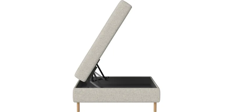 Scandinavia Poef 100 x 100 cm met opbergplekken Scandinavia by BOLIA in Nantes – Soepel weefsel, Sand, 13 cm geolied eiken – product photo