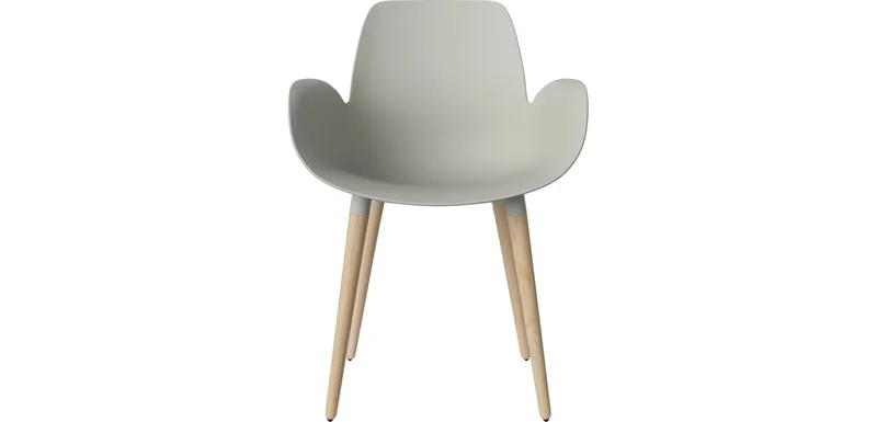 Seed Stoel met Armleuningen & Houten Poten Seed de BOLIA en Grijs polypropyleen, Witgepigmenteerd geolied eiken, Massief – photo du produit