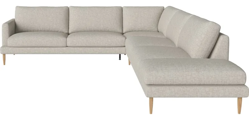 Veneda Slim 6-zitshoekbank met open eind - rechts Veneda by BOLIA in Nantes – Soepel weefsel, Sand, Geolied eiken, Massief – product photo
