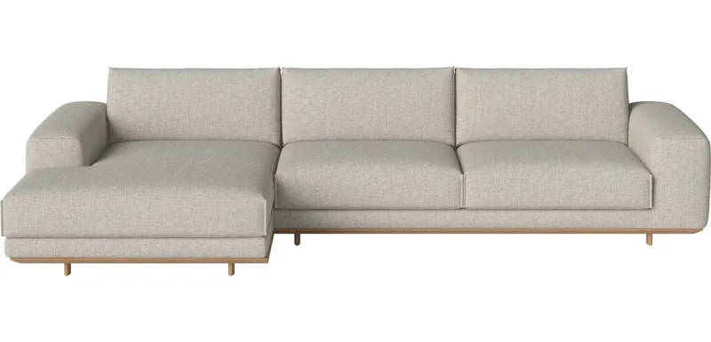 Gest 4-zitsbank m. chaise longue - links Gest by BOLIA in Nantes – Soepel weefsel, Sand, Geolied eiken, Massief – product photo