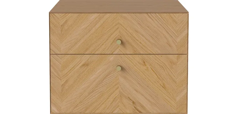 Luxe nachtkastje – 2 lades – wandmontage Luxe van BOLIA in Geolied eiken, fineer – sfeerfoto