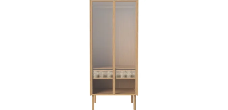 Cana Kledingkast m. glazen deuren Cana by BOLIA in 207 × 91 cm, Geolied eiken, Ophangstok – product photo