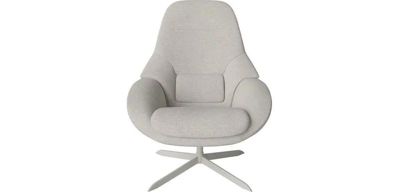 Saga Fauteuil Grand met terugdraaifunctie – Bijzondere Editie Saga van BOLIA in Memory – Bouclé en textuur, Grey white, Grijsgelakt staal – productfoto