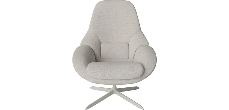 Saga Fauteuil met terugdraaifunctie – Bijzondere Editie Saga de BOLIA en Memory – Bouclé en textuur, Grey white, Grijsgelakt staal – photo du produit