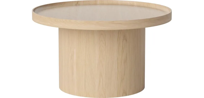 Plateau Salontafel Ø74 cm Plateau van BOLIA in Witgepigmenteerd gelakt eiken, Massief – productfoto