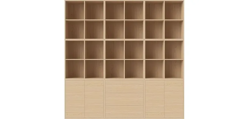 Case Boekenkastcombinatie 12 Case von BOLIA in Witgepigmenteerd geolied eiken, fineer – Ambientefoto