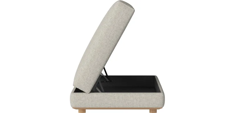Gest Poef met opslag Gest by BOLIA in Nantes – Soepel weefsel, Sand, Geolied eiken, Massief – product photo