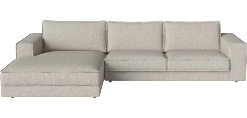Noora 2 modules met chaise longue 330 x 190/107 cm - links Noora de BOLIA en Nantes – Soepel weefsel, Sand, Geolied eiken, Massief – photo du produit
