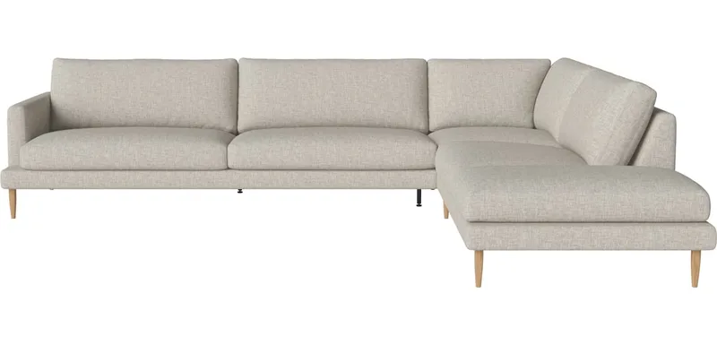 Veneda 5-zitshoekbank met open eind - rechts Veneda by BOLIA in Nantes – Soepel weefsel, Sand, Geolied eiken, Massief – product photo