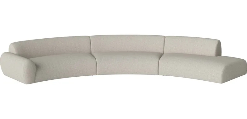 Núvol Curved 3 modules met hoek en open einde - rechts Núvol van BOLIA in Nantes – Soepel weefsel, Sand – productfoto