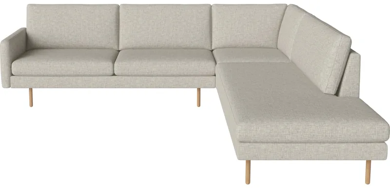 Scandinavia Remix 5-zits hoekbank - open end rechts Scandinavia Remix van BOLIA in Nantes – Soepel weefsel, Sand, 17 cm geolied eiken – productfoto