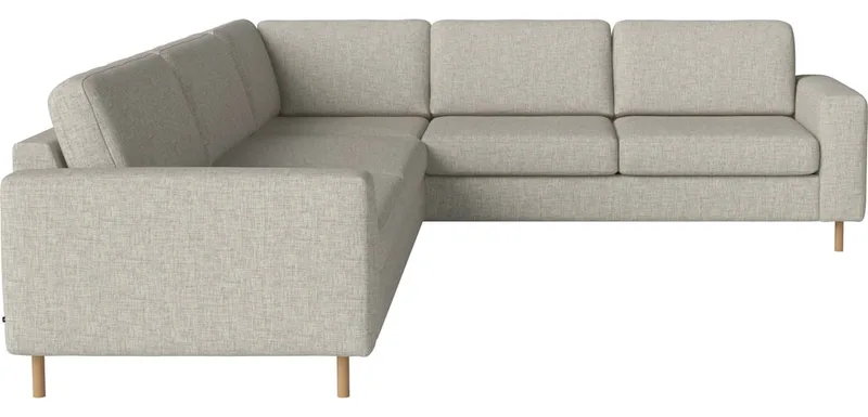 Scandinavia 6-zitshoekbank (3 hoek 2) Scandinavia van BOLIA in Nantes – Soepel weefsel, Sand, Koudschuim, 13 cm geolied eiken – productfoto