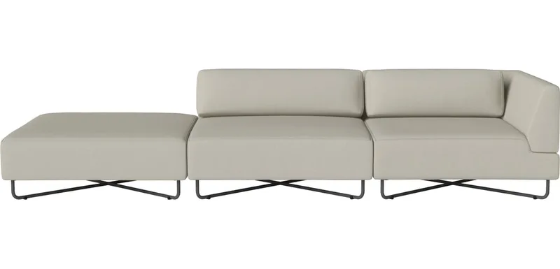Orlando O2 tuinbank 3 modules met open eind - links - incl. kussens Orlando Outdoor O2 by BOLIA in Brezza – Stof voor buitenshuis, Sand – product photo