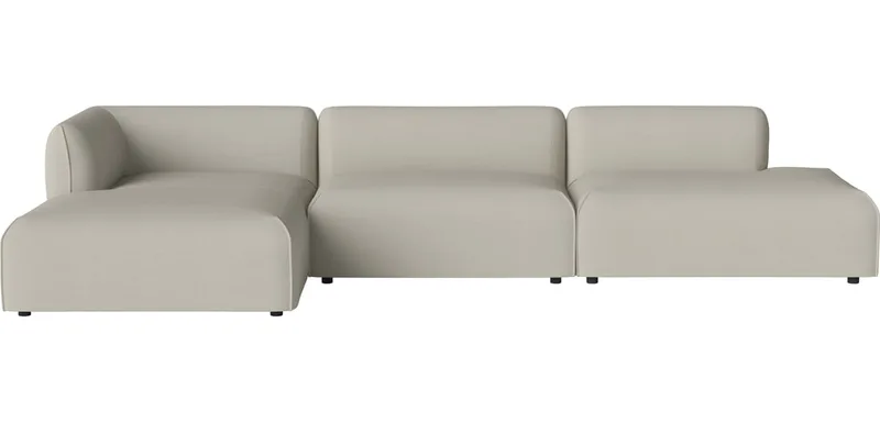 Arke tuinbank 3 modules met chaise longue 360 x 170 cm - links Arke Outdoor van BOLIA in Brezza – Stof voor buitenshuis, Sand – productfoto