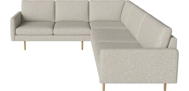 Scandinavia Remix 6-zits Hoekbank (2 hoek 3) Scandinavia Remix van BOLIA in Nantes – Soepel weefsel, Sand, 17 cm geolied eiken – productfoto