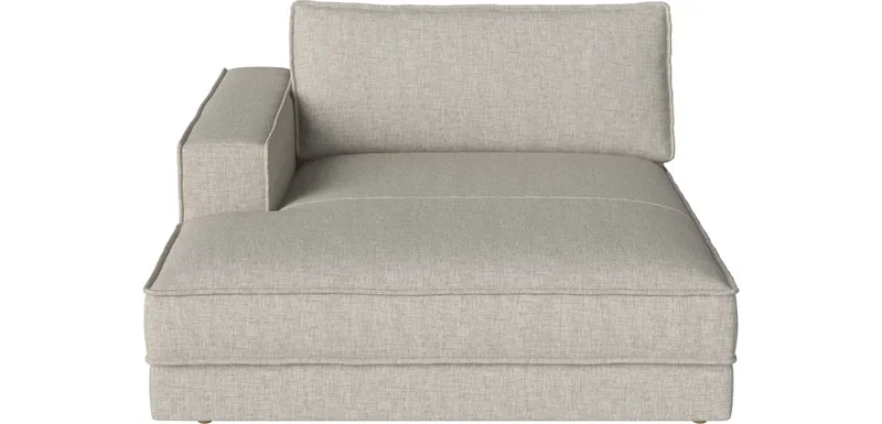 Noora Grand chaise longue 145 x 190/127 cm - links Noora van BOLIA in Nantes – Soepel weefsel, Sand, Geolied eiken, Massief – productfoto