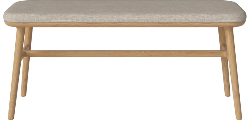 Flor Bank100 cm Flor by BOLIA in Baize – Soepel weefsel, Sand, Geolied eiken, Massief – interior photo