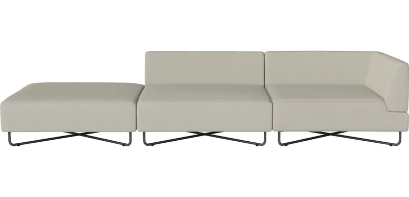Orlando O2 tuinbank 3 modules met open eind - links Orlando Outdoor O2 de BOLIA en Brezza – Stof voor buitenshuis, Sand – photo du produit