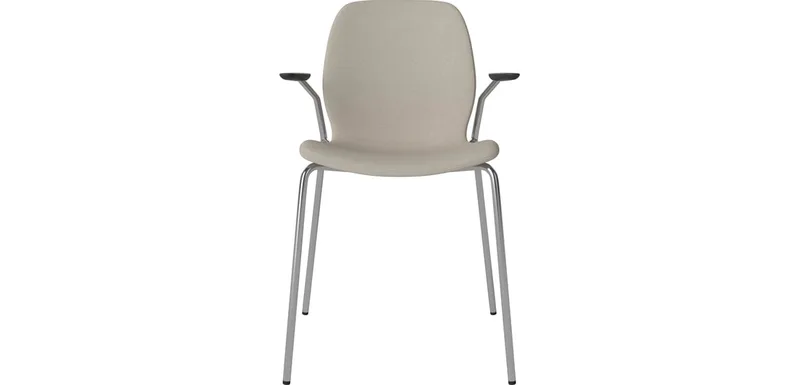 Seed Stoel met Open Armleuningen & Metalen Frame – Gestoffeerd Seed by BOLIA in Soil – Soepel weefsel, Sand, Verchroomd staal – product photo