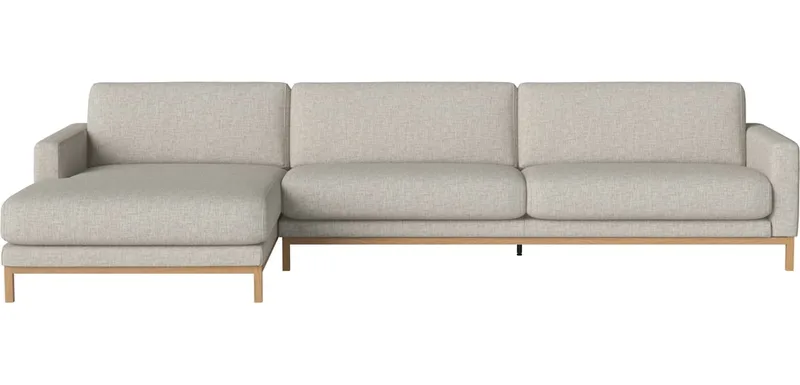 North 4,5-zitsbank met chaise longue - links North von BOLIA in Nantes – Soepel weefsel, Sand, Geolied eiken, Massief – Produktfoto