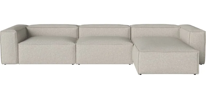 Cosima slaapbank met chaise longue diepte 100 cm - rechts Cosima von BOLIA in Nantes – Soepel weefsel, Sand – Produktfoto