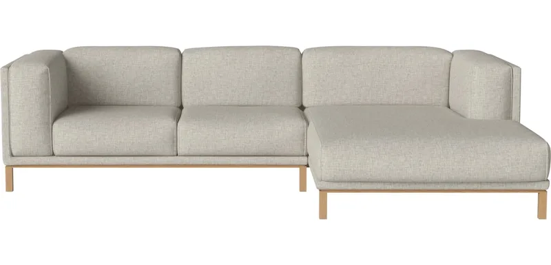 Cosy 2,5-zitsbank m. chaise longue - rechts Cosy von BOLIA in Nantes – Soepel weefsel, Sand, Geolied eiken, Massief – Produktfoto