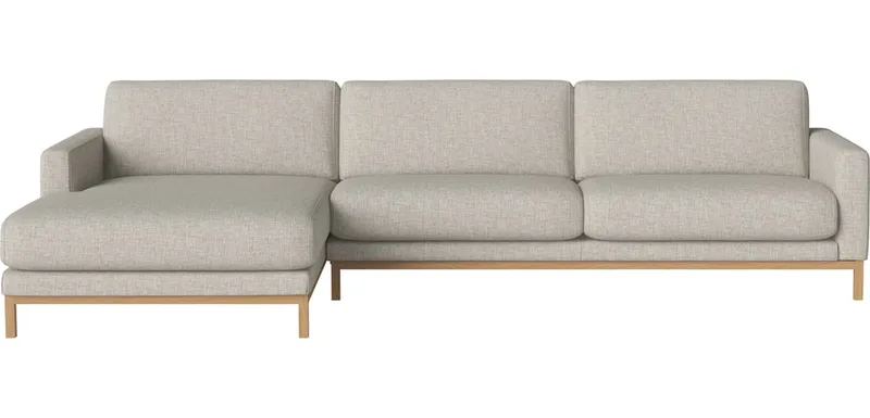 North 4-zitsbank met chaise longue - links North van BOLIA in Nantes – Soepel weefsel, Sand, Geolied eiken, Massief – productfoto