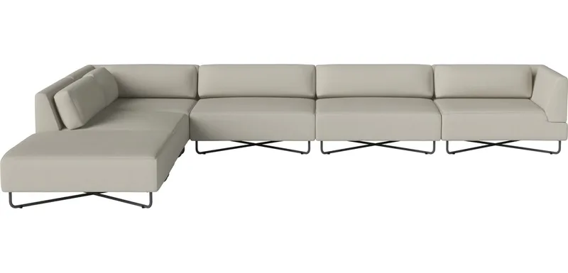 Orlando O2 tuinbank 6 modules met open eind - links - incl. kussens Orlando Outdoor O2 von BOLIA in Brezza – Stof voor buitenshuis, Sand – Produktfoto