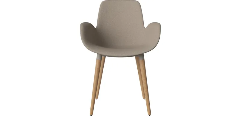 Seed stoel m. armleuning en beklede zitting - Curated Edition Seed van BOLIA in Bergamo – Soepel weefsel, Dark beige, Geolied eiken, Massief – productfoto
