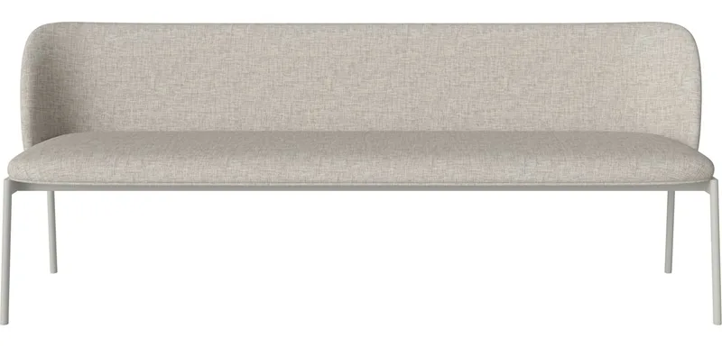 Frank 3-zitz Eetkamerbank Frank by BOLIA in Nantes – Soepel weefsel, Sand, Grijsgelakt staal – product photo