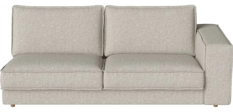 Noora 2,5-zitsmodule 107 cm met armleuning - rechts Noora by BOLIA in Nantes – Soepel weefsel, Sand, Geolied eiken, Massief – product photo