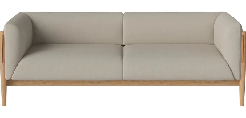 Dive 2,5-zitsbank Dive by BOLIA in Soil – Soepel weefsel, Sand, Geolied eiken, Massief, Cognac volnerf-leer – product photo