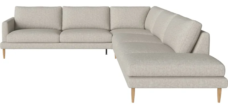 Veneda 6-zitshoekbank met open eind - rechts Veneda by BOLIA in Nantes – Soepel weefsel, Sand, Geolied eiken, Massief – product photo
