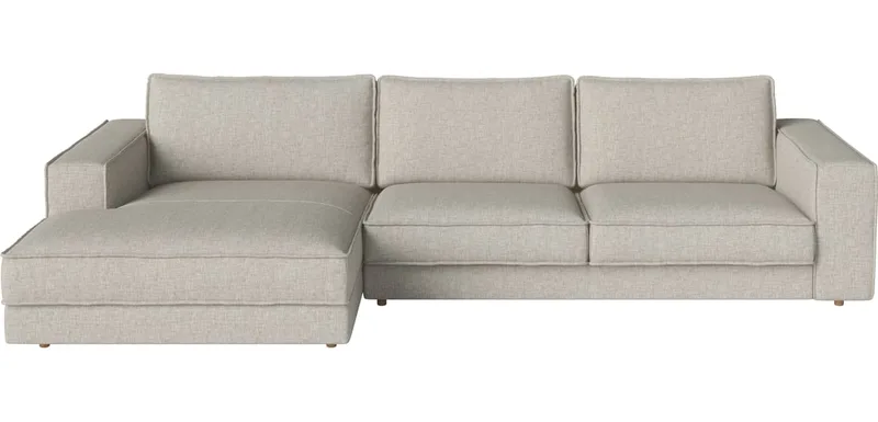 Noora 2 modules met chaise longue 330 x 190/127 cm - links Noora by BOLIA in Nantes – Soepel weefsel, Sand, Geolied eiken, Massief – product photo