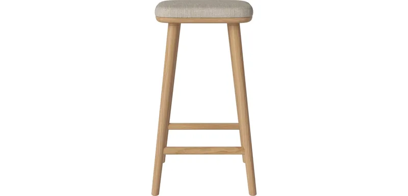 Flor Barkruk - H66 cm Flor van BOLIA in Baize – Soepel weefsel, Sand, Geolied eiken, Massief – productfoto