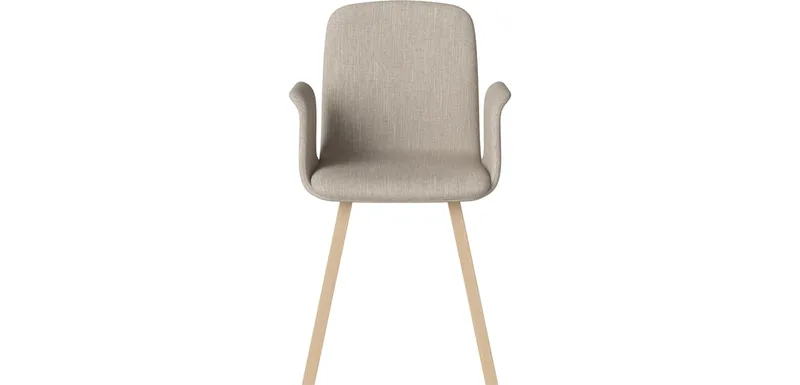 Palm Volledig Gestoffeerde Eetkamerstoel met Armleuningen Palm by BOLIA in Baize – Soepel weefsel, Sand, Witgepigmenteerd geolied eiken, fineer – product photo