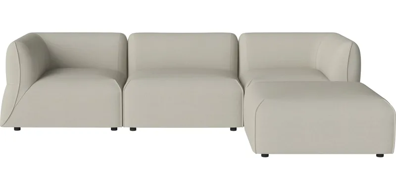 Arke tuinbank 3 modules met poef 270 x 180 cm - rechts Arke Outdoor van BOLIA in Brezza – Stof voor buitenshuis, Sand – productfoto