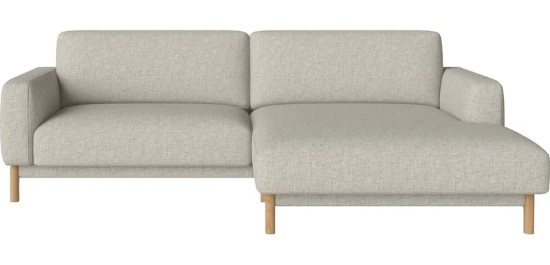 Chleo 2-zitsbank m. chaise longue - rechts Chleo de BOLIA en Nantes – Soepel weefsel, Sand, Geolied eiken, Massief – photo du produit