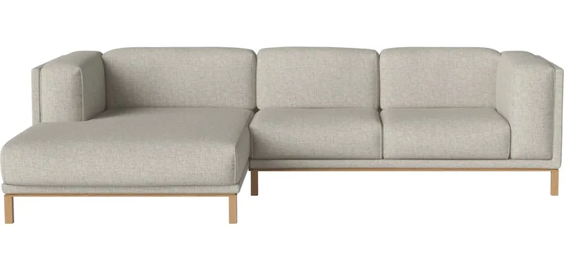 Cosy 2,5-zitsbank m. chaise longue - links Cosy by BOLIA in Nantes – Soepel weefsel, Sand, Geolied eiken, Massief – product photo