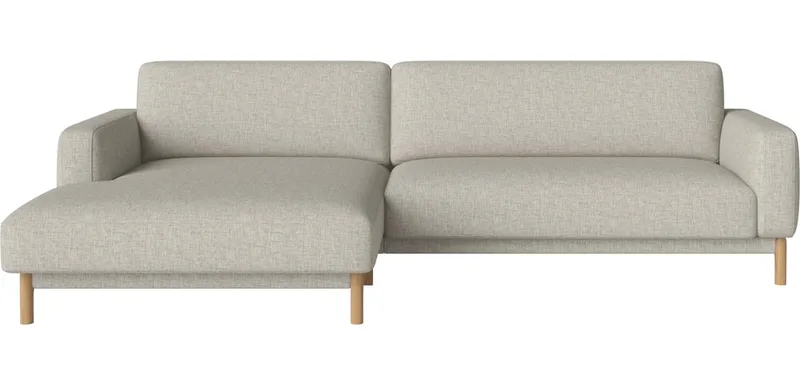 Chleo 2,5-zitsbank m. chaise longue - links Chleo by BOLIA in Nantes – Soepel weefsel, Sand, Geolied eiken, Massief – product photo
