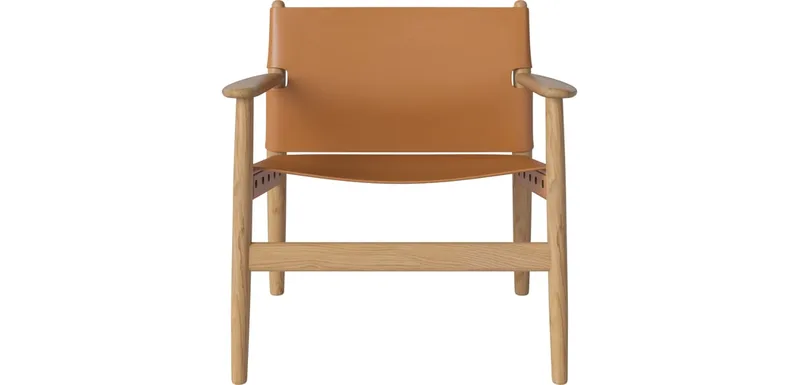 Archer fauteuil Archer by BOLIA in Cognac volnerf-leer, Geolied eiken, Massief – product photo