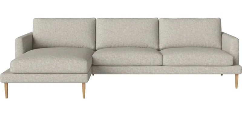 Veneda 3-zitsbank met chaise longue - links Veneda de BOLIA en Nantes – Soepel weefsel, Sand, Geolied eiken, Massief – photo du produit