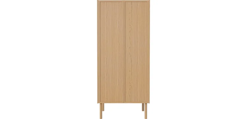 Cana Kledingkast m. houten deuren Cana von BOLIA in 207 × 91 cm, Geolied eiken, Ophangstok en planken – Produktfoto