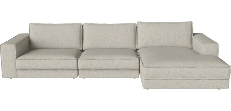 Noora 3 Modules m. chaise longue groot - rechts Noora de BOLIA en Nantes – Soepel weefsel, Sand, Geolied eiken, Massief – photo du produit