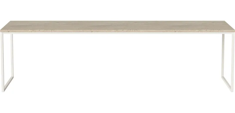 Como Salontafel 160 x 44 cm Como van BOLIA in Zandkleurig Travertine, Crèmegelakt staal, 42 cm – productfoto