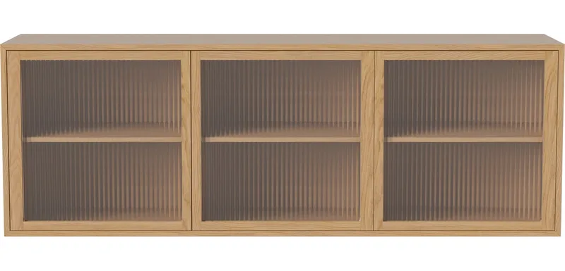 Case Bijzettafel m. 3 glazen deuren – aan wand bevestigd Case van BOLIA in Geolied eiken, fineer – productfoto