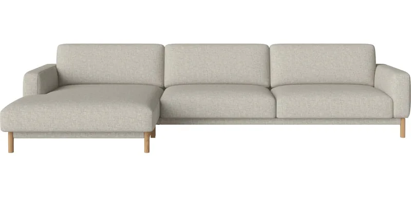 Chleo 3-zitsbank m. chaise longue - links Chleo de BOLIA en Nantes – Soepel weefsel, Sand, Geolied eiken, Massief – photo du produit